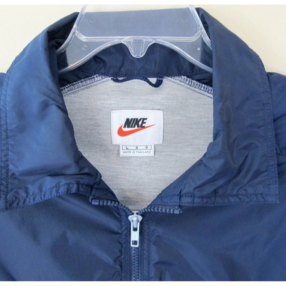 Vintage 90s Nike Full Zip Vented Nylon Windbreaker‎ Jacket Men's Large Blue